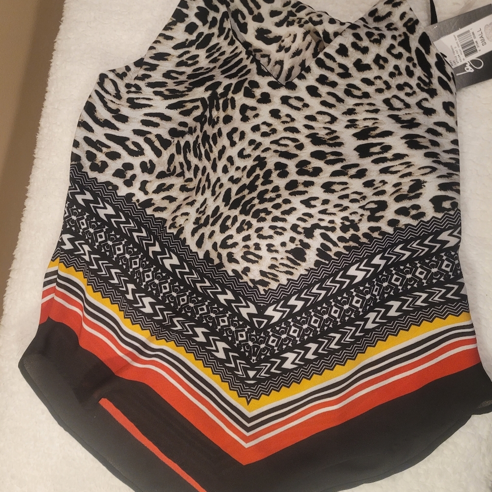 By & By Leopard Print & Stipe Tank Top